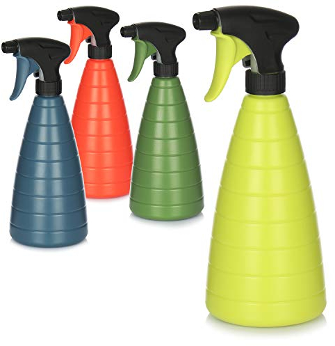 com-four® 4x spruzzatore per fiori - flacone spray con filettatura 28/400 per annaffiare le piante - flacone spray per nebulizzazione [la selezione varia] (4 pezzi - blu/oliva/verde/rosso)