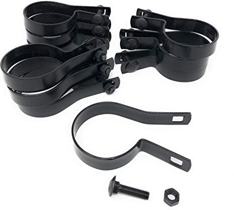 FENCESMART4U (10 Pack) Tension Bands with Bolts & Nuts for Chain Link Fence, Gate, Posts (2-3/8) Black Finish