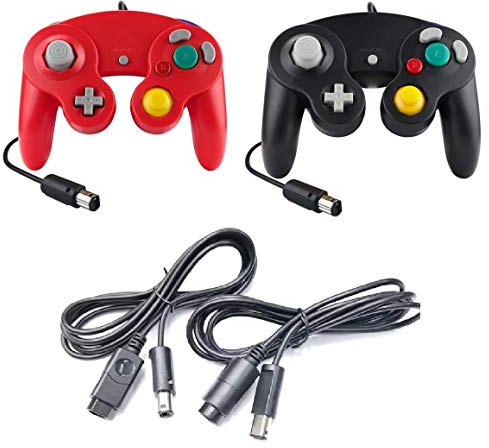DARLINGTON & Sohns - 2 controller nero e rosso + prolunga per controller Nintendo Game Cube, colore: Nero