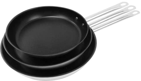METRO Professional Set de 3 Sartenes Redondas, Acero Inoxidable, Ø 24/28 / 32 cm, Antiadherentes, APTAS para Inducción y Horno
