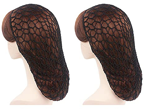 2 Stück schwarzes Netz-Häkelhaarnetz, langes Netzhaarnetz, weiches Haarnetz für Schlaf, Haarschmuck für Frauen (schwarz)