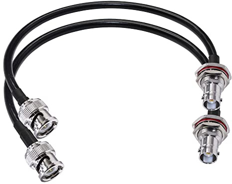 TUOLNK Câble de Raccordement BNC RG58 Mâle à Femelle Coaxial Radio CB - Cloison Étanche 50 Ohms - Câble Extension d'Antenne Wifi pour Radio HAM 30 cm (2 Pack)