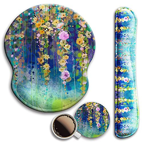 Repose-poignet pour clavier et tapis de souris avec support de poignet, 20 % plus grand, repose-poignet ergonomique en gel pour clavier et tapis de souris, avec sous-verre pour ordinateur, jeux,