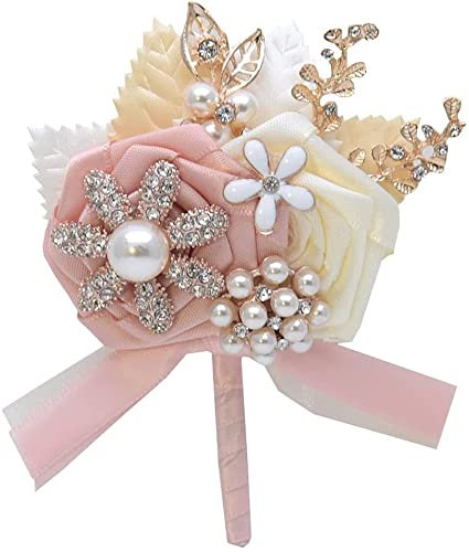 LIOYUHGTFY Ansteckblume Handgelenk Corsage Hochzeitsbrosche Ansteckblume und Corsage Set Abschlussballgeschenk für den Bräutigam Golden Leaf Anstecknadel Hochzeit 1103(Color:C)