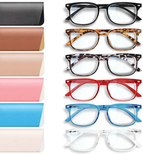 NOVIVON Reading Glasses +2.5 with 6 Cases – Blue Light Blocking Readers for Women & Men, Computer eye glasses, Cheaters