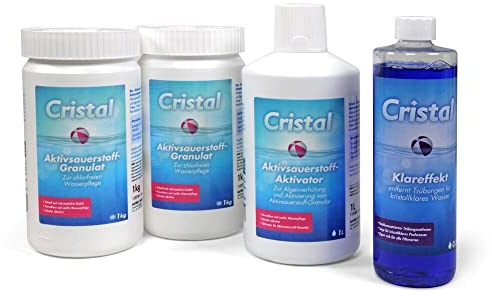Cristal Aktivsauerstoff-Set mit Aktivator & Klareffekt - Chlorfreie Wasserpflege für Pools & Whirlpools - Sanft, Effektiv & Hygienisch