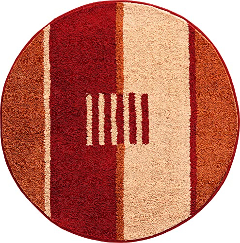 REDBEST Badematte, Badteppich, Badvorleger Houston - rutschhemmend, Flauschiger Flor, pflegeleicht, für Fußbodenheizung geeignet - Terra Größe rund 90 cm Ø