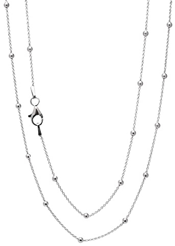 Treasure Bay Womens Silver Necklace Layers Stacking Small Silver Chain Necklace for women and girls - Italian 925 Sterling Silver Ball Chain Necklace Length 18In