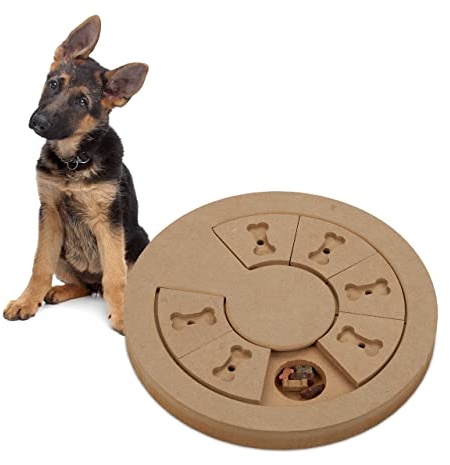 Relaxdays Intelligenzspielzeug für Hunde, interaktives Futterspielzeug, Leckerli verstecken, Schnüffelspiel, MDF, natur, 1 Stück