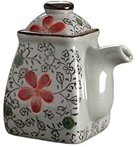 JCAKES Distributeur d'huile et de vinaigre Distributeur d'huile et de vinaigre, Bot Ceramics Bouteille d'huile en céramique 250ML Petite sauce soja for cuisine, restaurant, sushi Cuisson