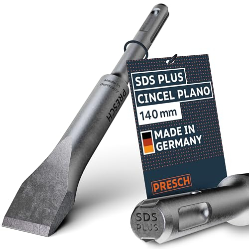 Presch SDS-Plus Flat Chisel - Extremely Robust, Durable 20mm Wide Cutting Edge - for All Demolition Work (140mm Length) - Rotary Hammer Chisel Made of high-Performance Steel for Powerful impacts
