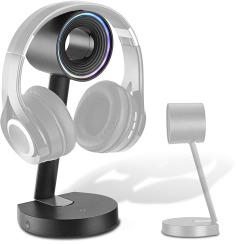 Xantron® Headset Halterung mit dynamischer RGB Beleuchtung & Induktiver Ladestation/Ideal für passionierte Gamer/Universal Headset Ständer/Kopfhörer Halter als Gaming Zubehör