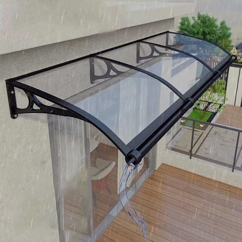 Vordach Für Haustür, Pultvordach Überdachung, Türüberdachung Wetterfeste Haustürvordach Pultvordach Aus Transparentes Polycarbonat Und Aluminium Rahmen, Vordach Mit Seitenteil (Color : Transparent,