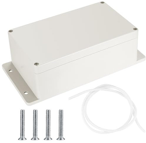 Boîte de jonction électronique, boîte de dérivation étanche IP65, boîte de distribution murale, boîte de projet électronique, boîte de connexion, avec oreilles (gris-blanc avec oreilles, 200x120x75mm)