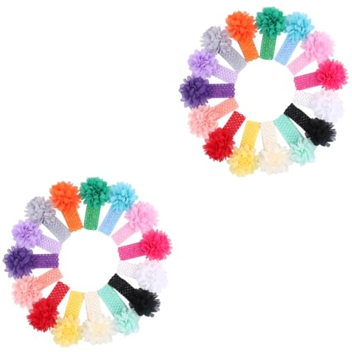 minkissy Stk kinder haarreif tierohren haarreif kinder Solid flower headbands Chiffon flower headbands Newborn Colorful Mädchen Stirnband Haarschmuck Baby