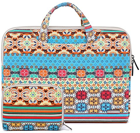 fdsmall 15.6 Inch Laptop Case, Canvas Computer Bag Case, Protective Notebook Case, Briefcase Cover, Carrying Case, Compatible with MacBook Air, MacBook Pro, Tablet PC, Ultrabook, Netbook (Bohemian)