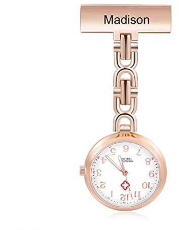 kaululu Personalisierte Krankenschwester Uhr mit Namen Krankenschwester Uhr Taschenuhr mit Clip für Frauen Analog Quarz Pin Tragbare für Arzt Krankenschwester Pflegepersonal