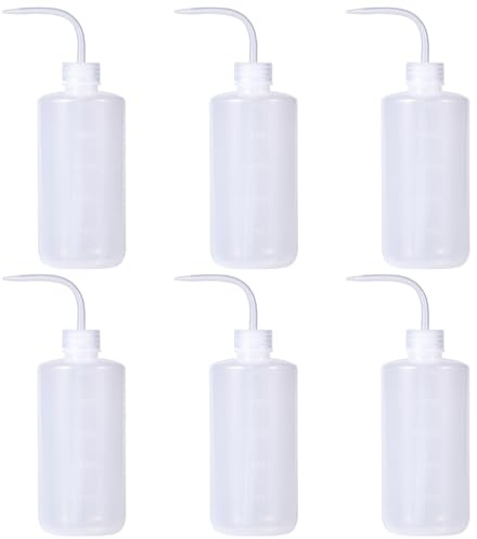 6 Stück Quetschflaschen aus Kunststoff, Quetschspender, 500 ml, Quetschflasche mit Maßen, Quetschflaschen mit Düsen, tragbare Quetschflaschen für Flüssigkeiten, medizinische Bewässerung, Quetschflasch