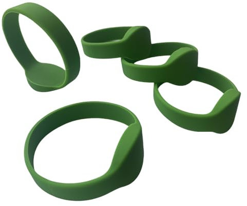 Lot de 5 bracelets d'identification étanches EM4100125KHZ - Contrôle d'accès intelligent - Bracelet RFID - Utilisé pour billets, contrôle d'accès, etc. (vert)