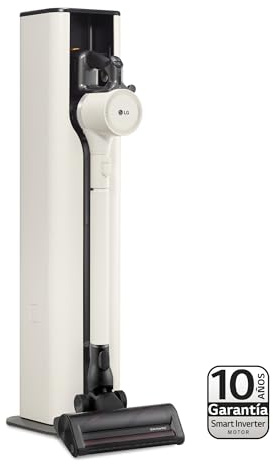 LG CordZero con All-in-One Tower A9T PRIME1C, Aspirapolvere senza Fili con Svuotamento Automatico, 260W, Autonomia 60 min, 2 Spazzole + 2 Accessori, Wi-Fi, Kompressor, Calming Beige