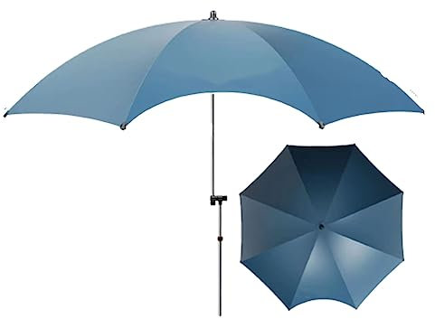 FLNOZAMZ Angelschirm mit Bodengabel, Outdoor-Sonnenschutz, Angelschirm, tragbarer Regenschirm, gebogenes Design, Regenschirm mit Knopfverschluss, für Terrasse (Cyan 2.4m)
