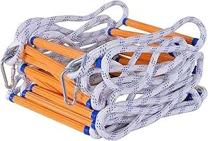 Xinyilau Échelle de Corde, échelle de Secours avec 2 Crochets, Corde de sécurité for évacuation d'incendie, échelle de Corde d'urgence Portable for fenêtre, Balcon, Maison, Garde-Corps(50m)