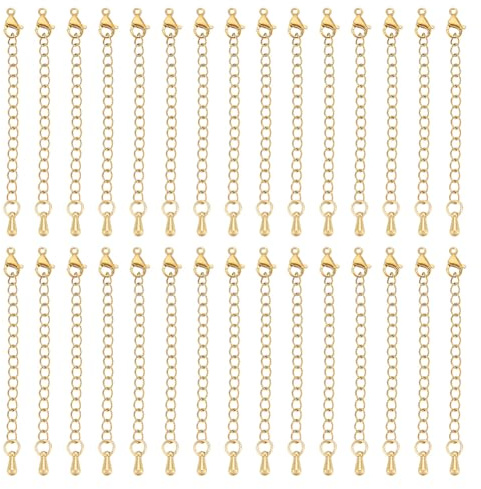 UNICRAFTALE 30 Stück 18 Karat Vergoldete Kette Edelstahl Kettenverlängerung 59mm Kettenverlängerung Für Halsketten Armbänder Verlängerungskette Anhänger Kette Für Die DIY Schmuckherstellung