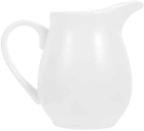 EXHUMKY Ceramic Sauce Boat Gravy Container for Dipping Use at Restaurant Home Party White Ceramic Sauce Cup Handle Random Style