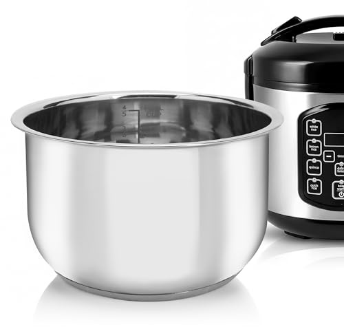 Linkidea Rice Cooker Stainless Steel Inner Pot Compatible with AROMA-ARC-914SBD, ARC-914SBDS, Dishwasher Safe, No Coating Replacement Bowl (4 Cups, Old Version Cooker)