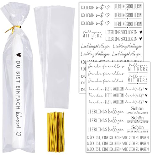 2x Kerzen Tattoo Folie Kollegin mit Herz Geschenk Kerzentattoos Abschiedsgeschenke Danke Geschenk Lieblingskollegin Kerzenaufkleber mit 50 Kleine Kerzentüten Wasserschiebefolie DIY Kerzen Verzieren