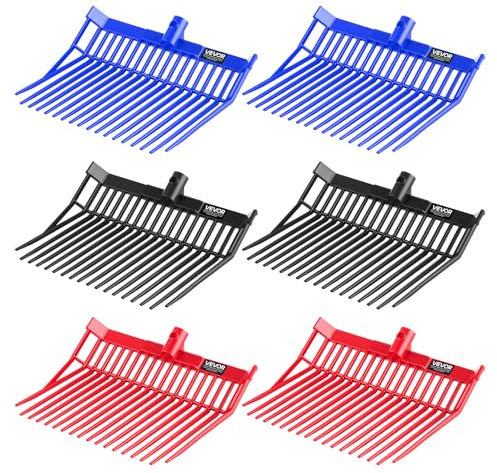 VEVOR 6er-Set Schwedengabel, 18 abgewinkelte Zinken, Mistgabelkopf für Pferde, Heugabel aus Kunststoff, Bollengabel zum Aufsammeln von Stallmist, Gras, Heu und der Reinigung von Feldarbeiten