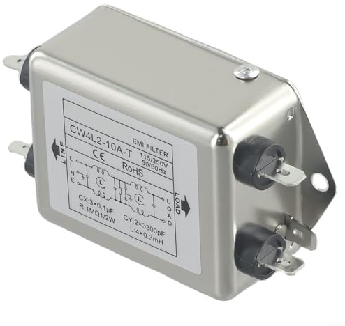 Fauhapyway Filtro di alimentazione a doppia sezione monofase CW4L2 Serie soppressore di rumore per apparecchiature industriali 115/250VAC 3A 6A 10A 20A (CW4L2-20A-T)