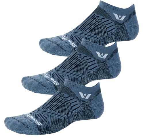 Swiftwick- ASPIRE ZERO Tab (3 Pairs) Running Socks, Cycling Socks, Firm Support (Denim Blue, Medium)