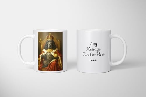 New Moon Canvas Custom Dog Cat Pet Royal Pet Portrait Coffee Tea Mug, Personalised Dog Cat Photo in King or Queen Ceramic Cup, Gift Present for Birthday Christmas Xmas (Picture and Message)