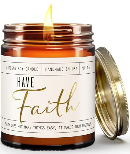 Christian Gifts for Women, Religious Gifts for Women - 'Have Faith' Candle, w/Lily of The Valley & Lavender I Spiritual Gift I Catholic Gift I 50Hr Burn, Made in The USA