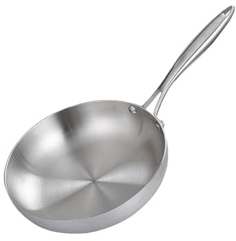 LIZHAYG Padella Acciaio Inox Padella antiaderente in acciaio inossidabile for friggere bistecche, pentolame da cucina non rivestito, adatto a fornelli a gas e a induzione(26cm)