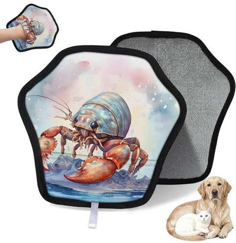 WowPrint Lot de 2 gants d'épilation pour animaux de compagnie, ermite, crabe, pour chat, chien, réutilisables, électrostatiques, brosse pour canapé, vêtements, tapis, meubles, siège de voiture