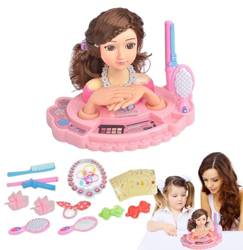 Juego de fantasía Cabeza de muñeca - Maquillaje Hairstyling Juego de Juguetes educativos, Maquillaje de Cabello | Cumpleaños Acción de Gracias Navidad Día del Niño Creativo Divertido