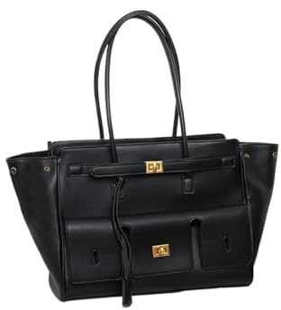 Generisch Große Taschen Damen Große Kapazität Flügel Tasche Schwarz Marke Wildleder Silber Gold Schloss Tote Trendy