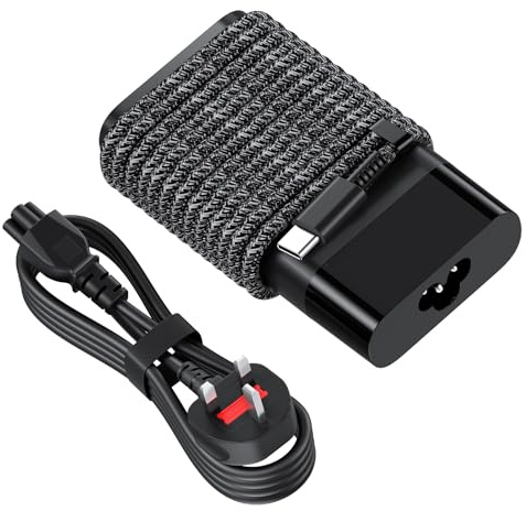60W USB C Laptop Charger for HP Spectre x360 EliteBook Envy Chromebook | Braided Cord Upgrade, Stable 60W 45W Output Compact Slim Body For Portable Travel Use Reliable Safe Charging Circuit Design