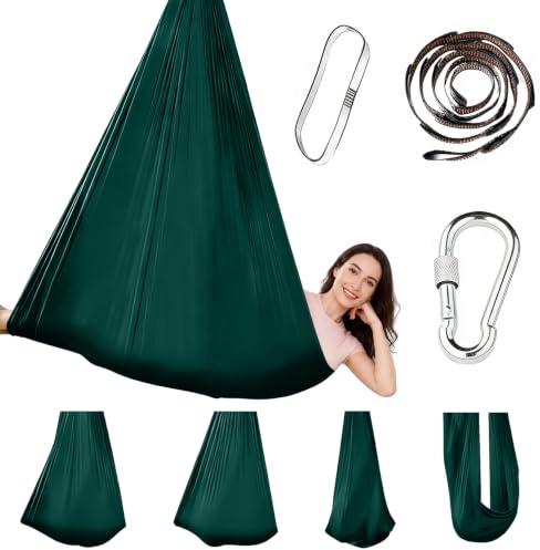 GothicBride Aerial Yoga Hängematte, 280 x 150 cm Yogatuch zum Aufhängen | für Stretching Fitness, Maximale Entspannung bis 200kg (Grün)