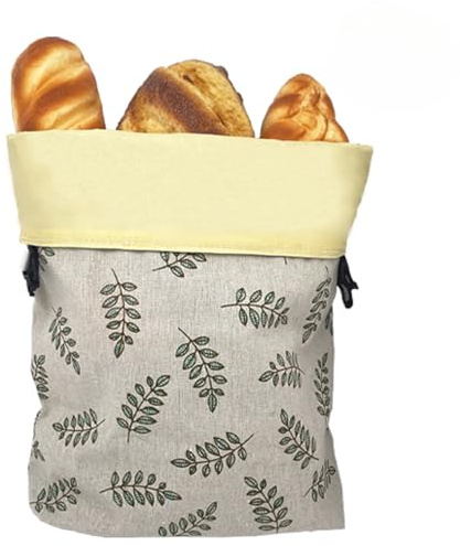 Biorito sacchetti pane cera d'api, Cotone biologico 43x33cm, traspirante e riutilizzabile, ideale per pane fatto in casa (Foglie)