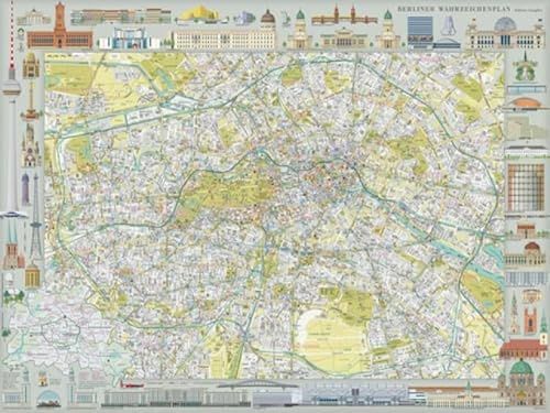 Berliner Wahrzeichenplan: Mit 50 Berliner Wahrzeichen im Kartenrand, gefalzt (auch ungefaltet erhältlich unter ISBN 978-3-933502-69-8), A-4-Beiblatt ... Abbildungen und drei weiteren Illustrationen.