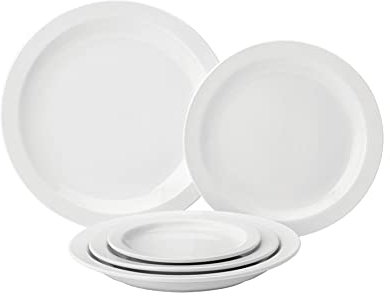 Utopia Pure White Narrow Rim Plate 10inch / 25.4cm - Pack of 18 - Vitrified Porcelain Plates
