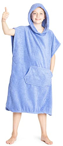 CityComfort Barn Hooded Handduk Poncho | 100% bomullsbyte mantel med fickor | Pojkar och flickor huva handduk poncho, perfekt för semester, simning, surfing, strand, bad, 10-13 år, Lila