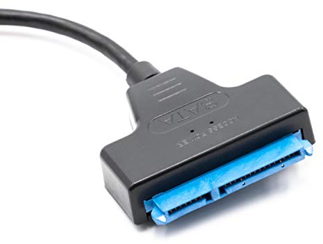 vhbw SATA III zu USB 3.0 Adapter, Anschlusskabel für 2'5 HDD, SSD Festplatten - Festplattenkabel, Plug & Play Fähig, Schwarz Blau