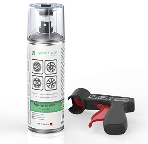 AUPROTEC Lackspray AUPRORIM SOLID Felgensilber Sprühlack Felgenspray Auto Lack Spray Silber 1x 400ml + 1x Original Pistolengriff