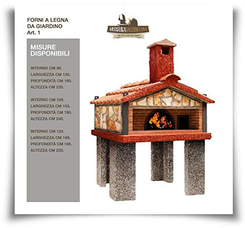 Forno a Legna Napoletano Pizza da Giardino per Esterno coibendato Professionale (Diametro Interno 80 cm, Articolo 1)
