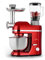 Klarstein Lucia Elegance - Stand Mixer, Food Processor and Blender, Meat Grinder, 1800 Watts in 6 Power Levels, Pulse Function, 5 l Stainless Steel Bowl / 1.5 l Glass Mixer Jug, Red