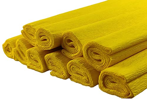 Netuno 10 Rollen Krepppapier Gelb 200 x 50 cm Dekoration Basteln | Floristenkrepp Bastelkrepp Bastelpapier Gärtnerkrepp crepe paper Krepp Papier Papierrollen Hochzeit Geburtstag Laternen